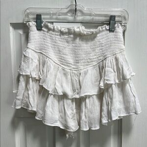 Mustard Seed White Ruffled Mini Skort